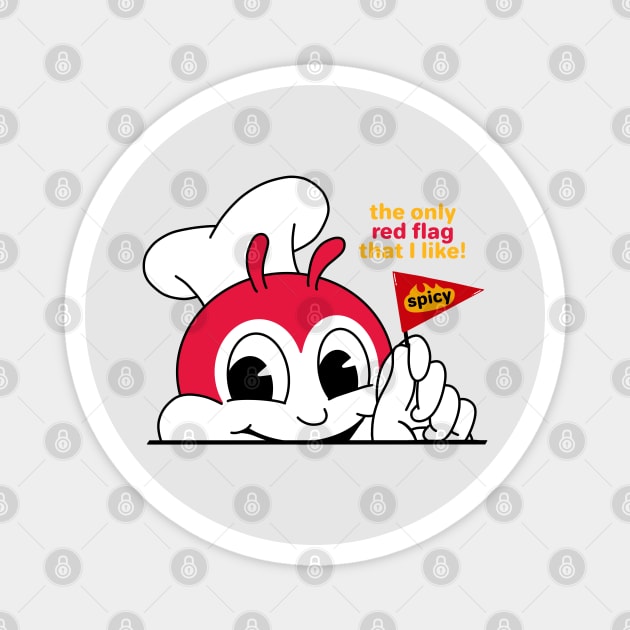 JOLLIBEE PEEKING SPICY CHICKENJOY RED FLAG PINOY STICKER Magnet by Aydapadi Studio